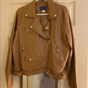 NWOT Tan Faux Leather Jacket Size XL